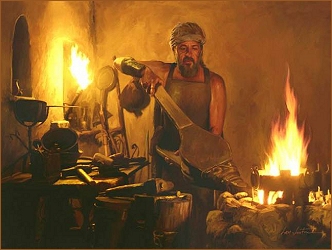 Blacksmith refining iron.